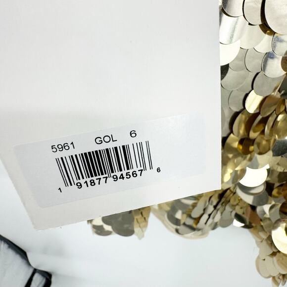 Mac Duggal Sleeveless Disc Sequin Trapeze Mini Dress Gold Size 6 NWT - Picture 9 of 12